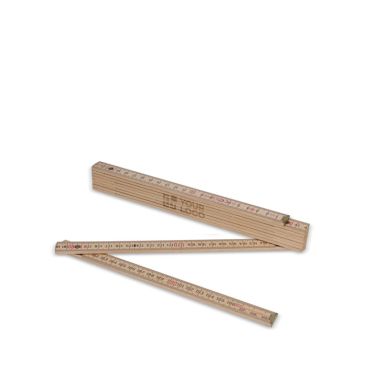Metro pieghevole in legno naturale con rivestimento in acciaio inox 2m