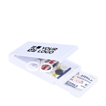 Kit da cucito in scatola di plastica con cerotti ideale per i viaggi