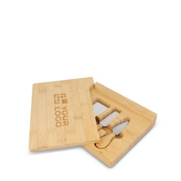 Set in bambù personalizzabile con utensili per formaggi e vino