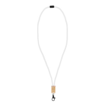 Lanyard in RPET con dettaglio in bambù da personalizzare