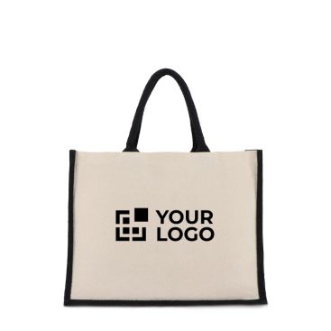 Borsa di cotone con lati e fondo in juta colorata 320 g/m2