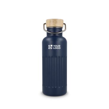 Bottiglia termica antigoccia con tappo in bambù e manico metallico 500 ml