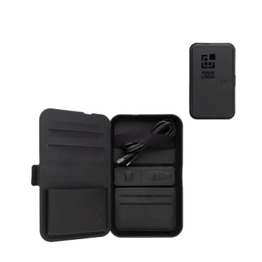Custodia da viaggio in PU riciclato RCS con caricatore wireless 3 in 1