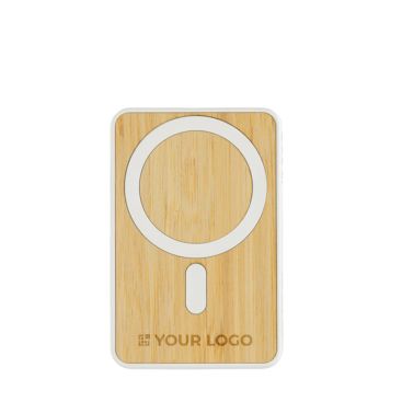 Powerbank magnetico in bambù con ricarica wireless 5.000 mAh