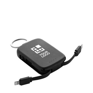 Power bank portachiavi ecologico con cavi integrati 2000 mAh