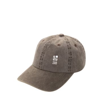 Cappellino a 6 pannelli effetto lavato in cotone riciclato 270 g/m²