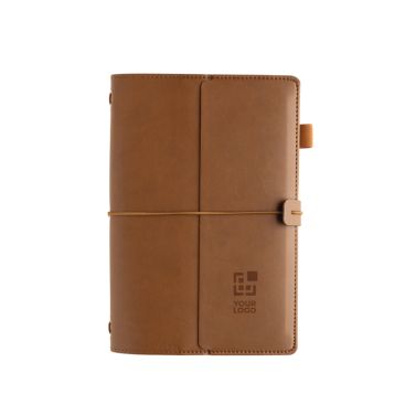 Taccuino A5 ricaricabile in PU con tasche e chiusura elastica, fogli a righe