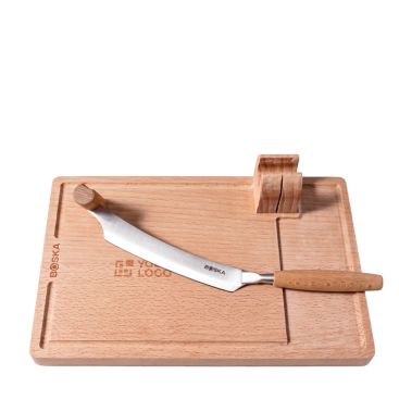 Tagliaformaggio con tagliere in legno e coltello estraibile Boska