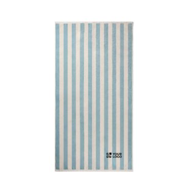 Asciugamano da spiaggia in cotone riciclato a righe bicolore 450 g/m² 80 x160 cm