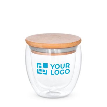 Bicchiere borosilicato doppia parete tappo bambù 250ml Vacuum Small