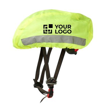 Copri casco riflettente e impermeabile vista area di stampa