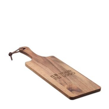 Tagliere in legno di acacia con manico e cordino in PU