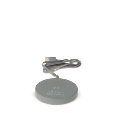 Caricabatterie wireless rotondo in cemento calcareo e sughero da 5W