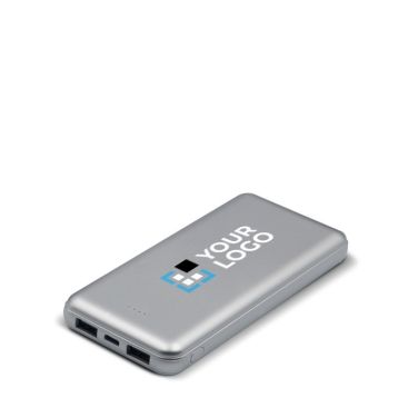 Powerbank in ABS con una capacità di 8.000mAh e 2 porte USB e 1 tipo C