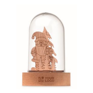 Decorazione natalizia in legno in custodia trasparente con LED