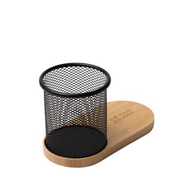 Portapenne multifunzione con ricarica wireless 15W e bambù