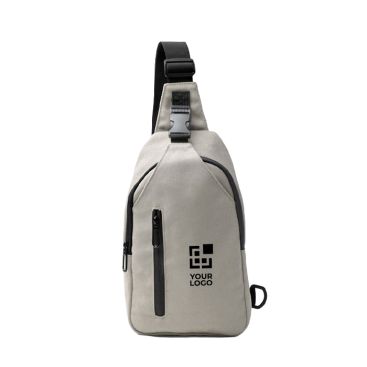 Borsa a tracolla in cotone riciclato con zip e tracolla regolabile