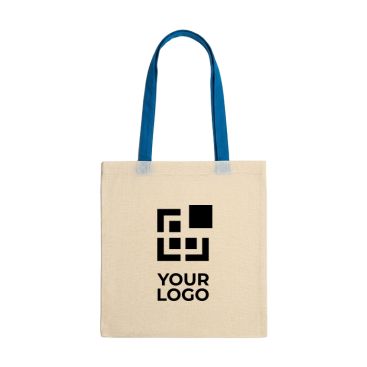 Borsa in cotone 100% con manici lunghi colorati 140 g/m²