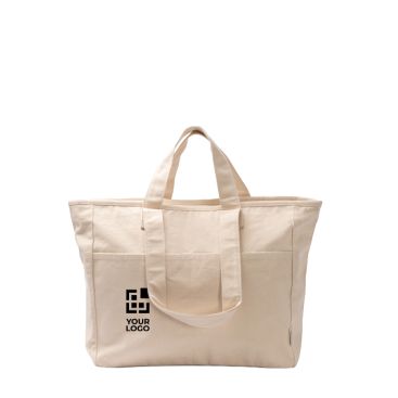 Borsa in cotone riciclato con zip e tasche 420 g/m2