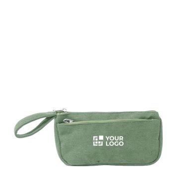 Beauty case in velluto a coste con doppio scomparto e chiusura a zip