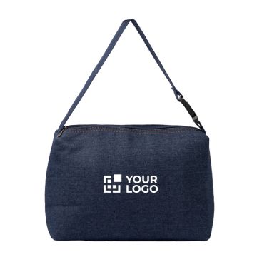 Borsa frigo in tessuto denim con interno isotermico e manico con fibbia