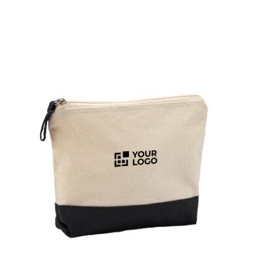 Beauty case in cotone con cerniera e tiralampo abbinato 280 g/m2