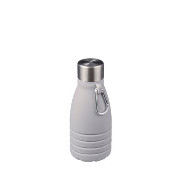 Borraccia pieghevole silicone con tappo in acciaio e moschettone 550ml