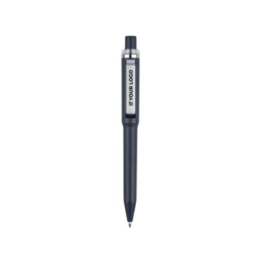 Penna in plastica riciclata con clip e anello cromato e inchiostro blu