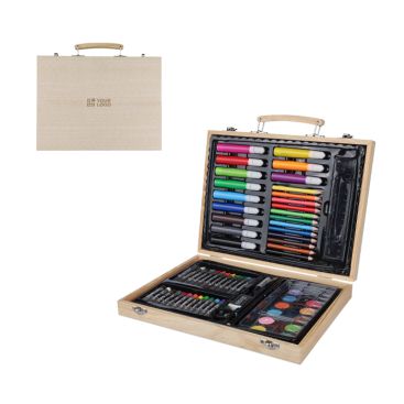 Astuccio in legno con manico e 66 pezzi per colorare