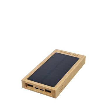 Power bank solare in bambù con indicatore luminoso da 10.000 mAh