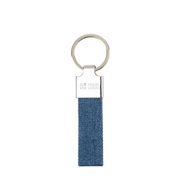 Portachiavi rettangolare in zinco personalizzabile con tessuto denim