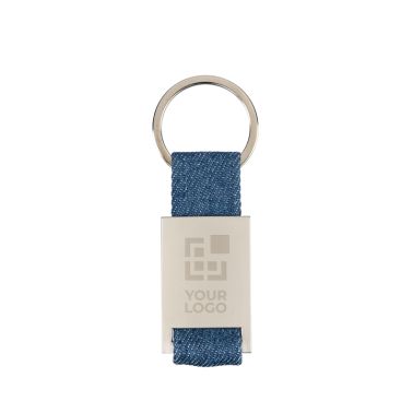 Portachiavi in zinco personalizzabile con dettaglio in denim