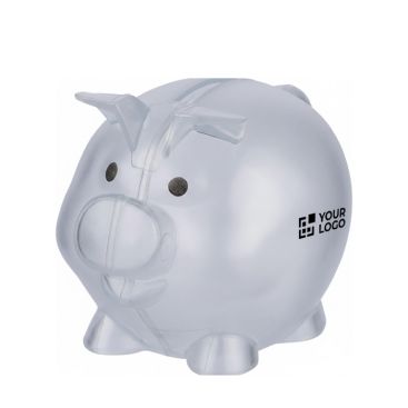 Salvadanaio a forma di maialino in plastica riciclata personalizzabile