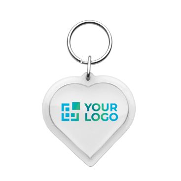 Portachiavi in plastica con anello metallico a forma di cuore