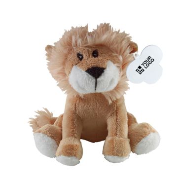 Peluche a forma di leone seduto con etichetta personalizzabile