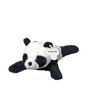 Peluche a forma di panda sdraiato con etichetta personalizzabile