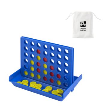 Gioco Forza quattro in plastica rossa e gialla con pedine in sacchetti