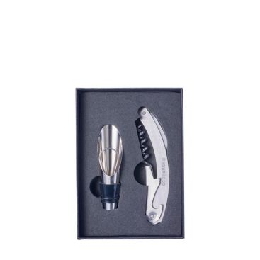 Set da vino in cofanetto quadrato con accessori in acciaio inox