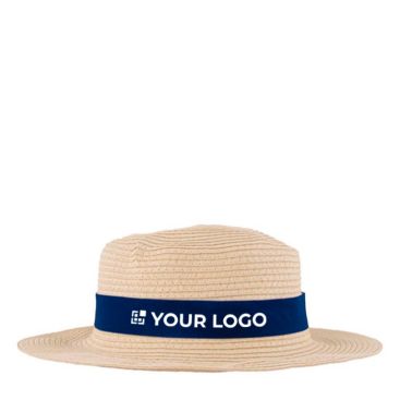 Cappello in carta color naturale con nastro colorato da personalizzare