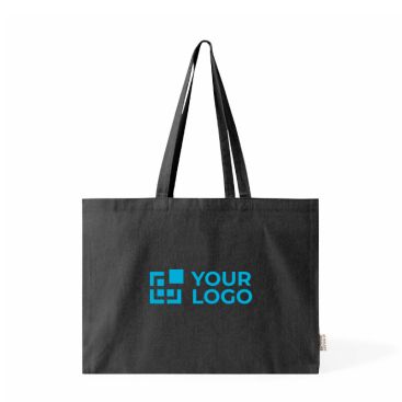 Borsa oversize in cotone riciclato con soffietto e manici lunghi 220 g/m²