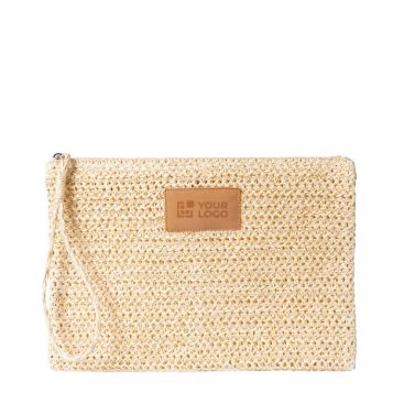 Borsa necessaire in carta e poliestere con etichetta per la personalizzazione