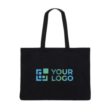 Borsa in cotone riciclato con manici lunghi e soffietto 140g/m²