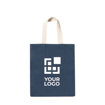 Borsa in juta con manici in cotone vista area di stampa