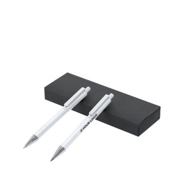 Set da scrittura con matita e penna in alluminio riciclato, inchiostro blu