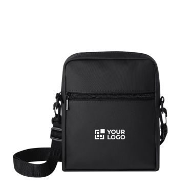 Borsa a tracolla in pelle sintetica con doppia zip e retro imbottito