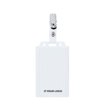 Portabadge verticale rigido con clip metallica removibile