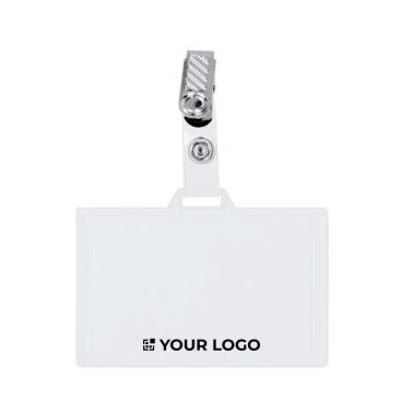 Portabadge orizzontale con clip metallica e chiusura rimovibile