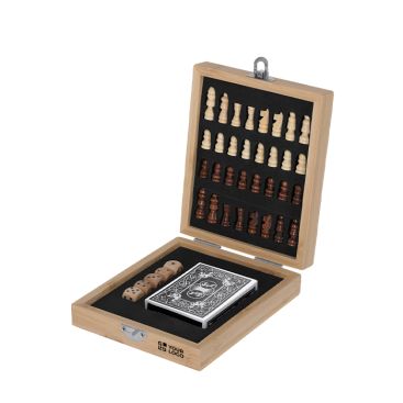 Set di giochi in bambù con scacchiera e custodia