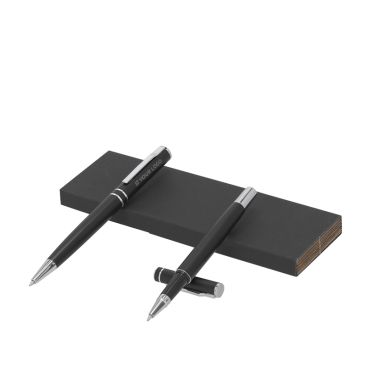 Set elegante di penna a sfera e roller in alluminio riciclato, inchiostro blu