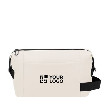 Beauty case in pelle sintetica con zip e maniglia laterale